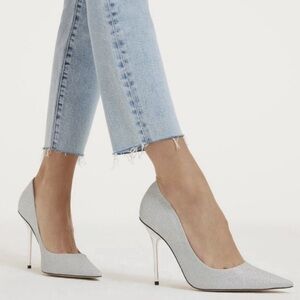 GOOD AMERICAN $195 Emma Glitter Silver Heels